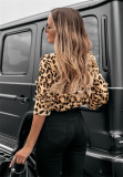 Autumn And Winter New Women's Leopard Print Lapel Long-sleeved Elegant Shirt