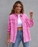 Fashion Casual Long Solid Color Denim Jacket