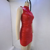 Fashion Sleeveless Pleated Hip Dress