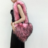 Messenger Heart Faux Fur Plush Large Capacity Shell Bag