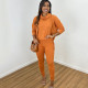 New Loose High Neck Long Sleeve Top High Waist Tight Pants Casual Suit