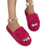 Large-size Thick-soled High-heel Plus Fluffy Cotton Slippers