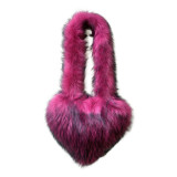 Messenger Heart Faux Fur Plush Large Capacity Shell Bag