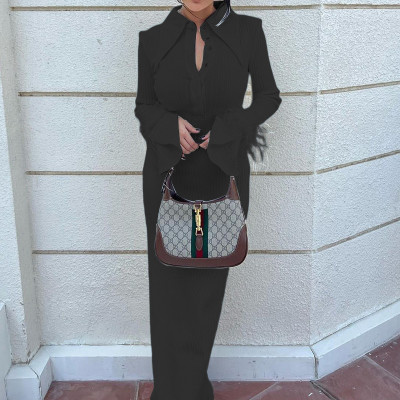 Autumn And Winter Fashion Lapel Banquet Feather Pit Strip Dress