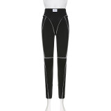 Stylish Contrast Color High Waist Tight Butt Lifting Leggings