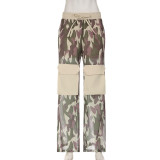 Casual Mesh Pocket Camouflage Straight-leg Cargo Pants