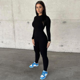 Fashion Solid Color Slim Fit Yoga Sports Jumpsuit
