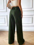 Loose Casual Solid Color Wide Leg Trousers
