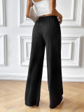 Loose Casual Solid Color Wide Leg Trousers