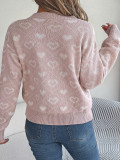 Autumn And Winter Sweet Contrasting Color Love Lantern Sleeve Pullover Sweater
