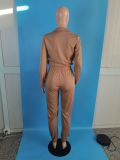 Solid Color Zipper Sports Fashion Casual Two-piece Set