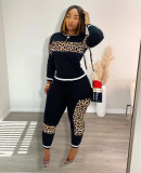Autumn And Winter New Leopard Print Fashion Long-sleeved Two-piece Set
