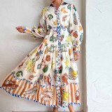 Stylish Casual Lace-up Printed Dress