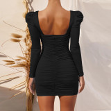 Sexy Backless Stacked Shoulder Dress