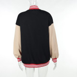 Fashionable Casual Versatile Slim-fit Color-blocked Baseball Jacket