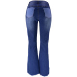 High Waist Fashionable Patchwork Flared Jeans For Women