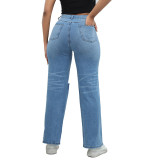 New Style Washed Ripped Wide Leg Jeans
