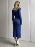 Fashionable Knitted Deep V Slim Fit Dress