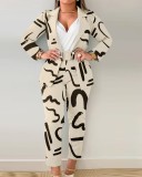 Autumn And Winter Fashion Printed Suit Two-piece Suit