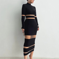 Fashionable Sexy Patchwork See-through Dress