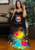 Fashion Large Size Loose 3D Printed Multi-color Dress