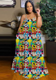 Fashion Large Size Loose 3D Printed Multi-color Dress