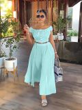 One Shoulder Short Top And Long Skirt Fashionable Two Piece Set