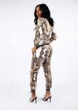 Autumn And Winter Snake Print Casual Fashion New Two-piece Set