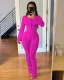 Solid Color Pit Stripe Flared Pants Home Casual Two Piece Set
