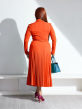 Solid Color Slim Casual Pleated Women's Dress