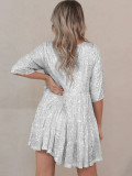 Stylish Sequined Pleated Dress