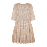 Stylish Sequined Pleated Dress