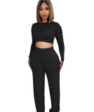 Fashionable Casual Crop Top Two-piece Set