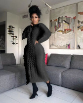 New Solid Color Women's Long Fringed Sweater Dress