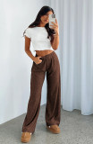 Fashionable Solid Color Casual Straight Trousers