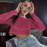 Fashionable Long-sleeved Sequined Top