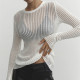 Long-sleeved Crew Neck Breathable Knitted Wool Top