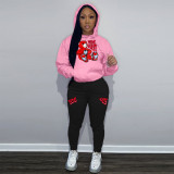 Fashionable Solid Color Contrasting Sports Two-piece Set