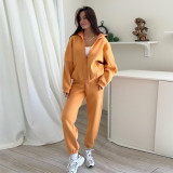 Fall And Winter Plus Velvet Stand-up Collar Sweatshirt And Leggings Casual Suit