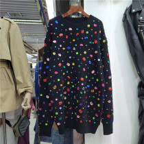Heavy Handmade Beading Colorful Diamond Knitted Sweater Skirt