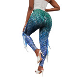 Hip Lifting And Slimming Digital Printed Mermaid Pants