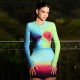 Gradient Print Twist Hip Wrap Dress