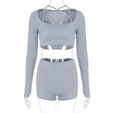 Knitted Threaded High-elastic Sports And Fitness Two-piece Set