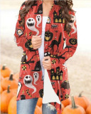Casual Halloween Themed Printed Jacket Cardigan