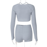 Knitted Threaded High-elastic Sports And Fitness Two-piece Set
