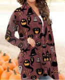 Casual Halloween Themed Printed Jacket Cardigan
