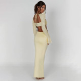 Sexy Versatile Slim Solid Color Hip-covering Long Skirt