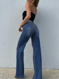 Ripped Sexy High Waisted Straight Leg Loose Jeans