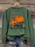 Halloween Printed Round Neck Couple Sweatshirt