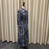 New Long Sleeve High Waist Printed Plus Size Dress